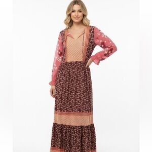 Melissa Masse made to measure size large pink floral maxi dress